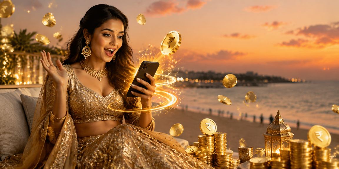 Mobile player enjoying Rummy on smartphone in India